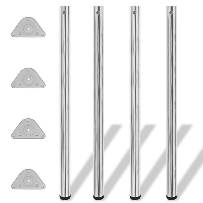 4 pieds de table réglables en hauteur 1100 mm Chromé – Image 1