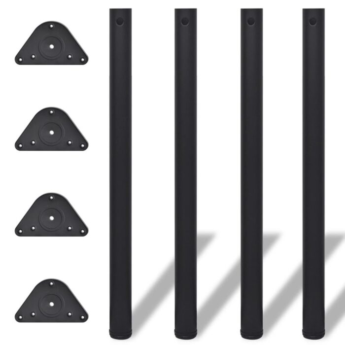 4 pieds de table réglables en hauteur 870 mm Noir – Image 1