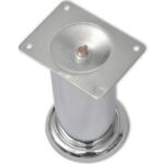 4 pieds ronds de canapé en Nickel brossé 120 mm – Image 2