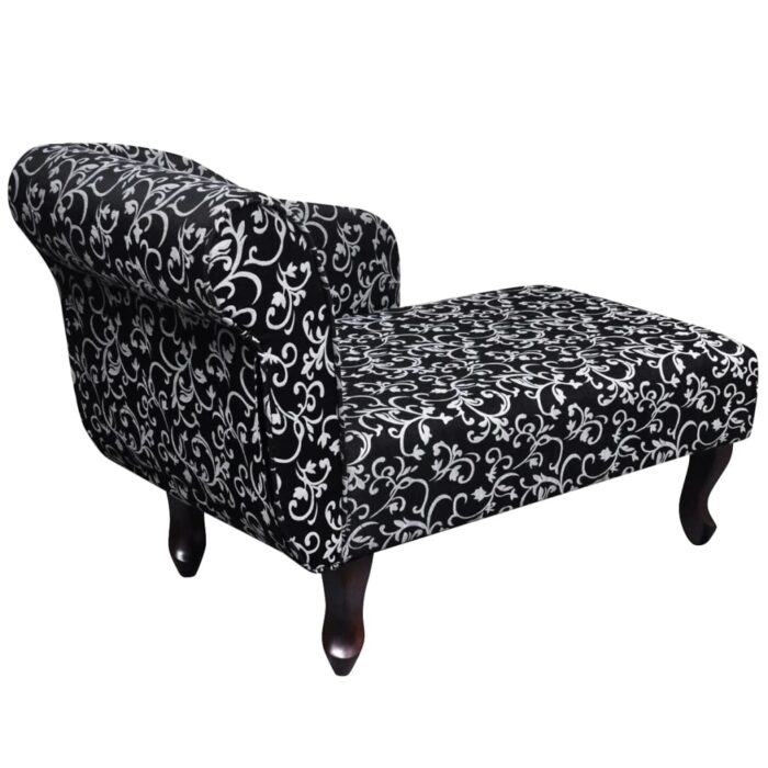 Chaise longue Noir et blanc Tissu – Image 4