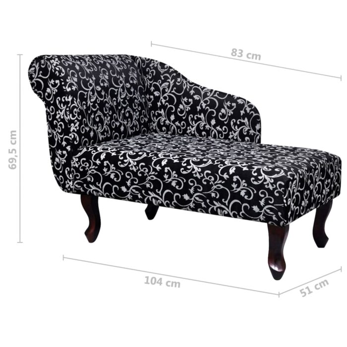 Chaise longue Noir et blanc Tissu – Image 5