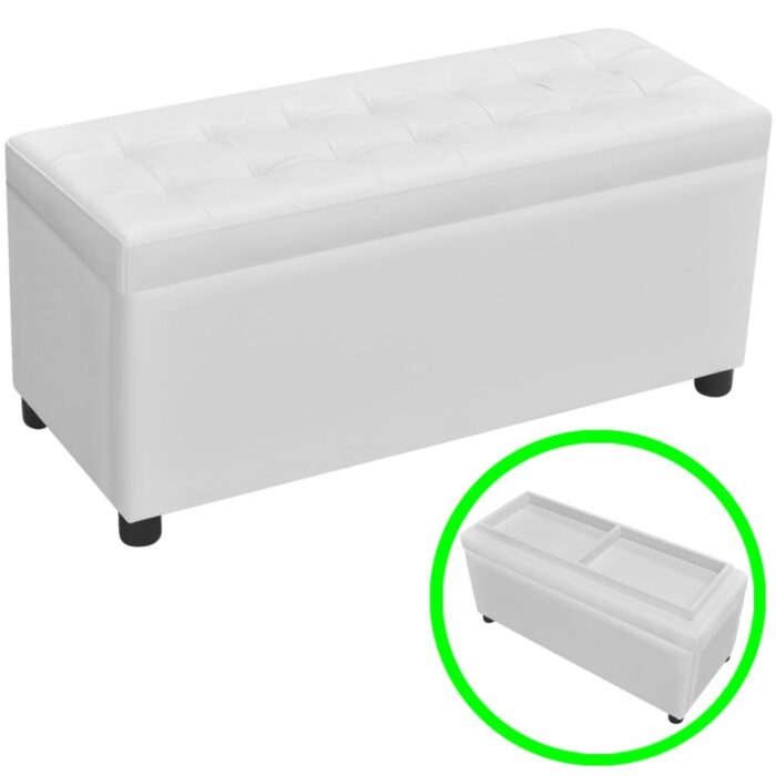 Pouf de rangement Cuir synthétique Blanc – Image 1
