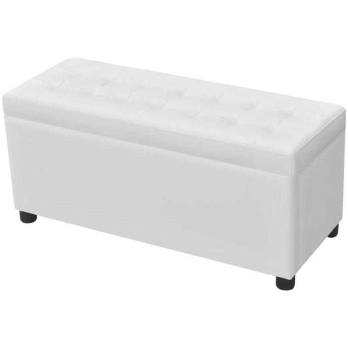 Pouf de rangement Cuir synthétique Blanc – Image 2