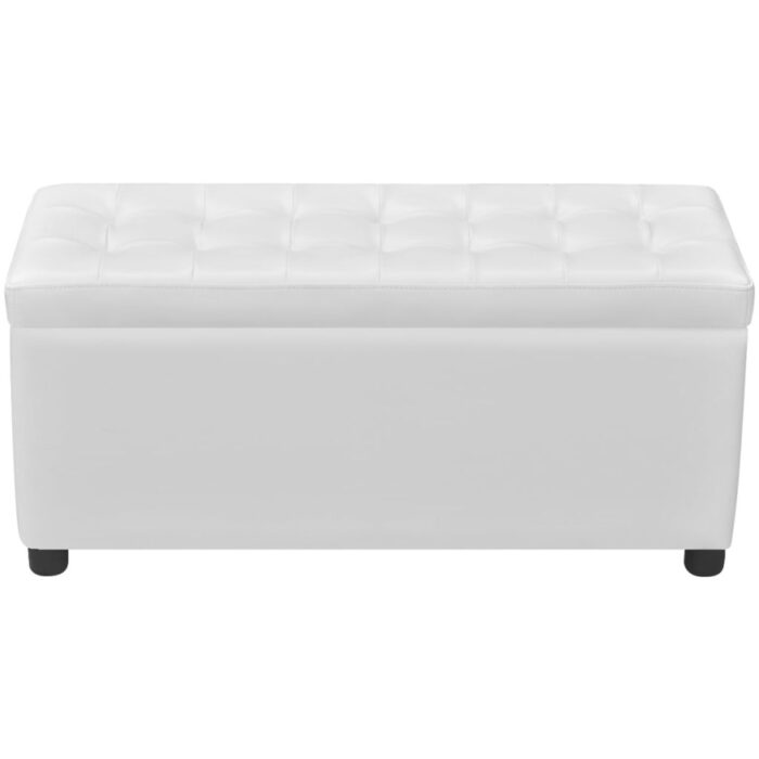 Pouf de rangement Cuir synthétique Blanc – Image 3