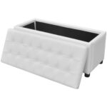 Pouf de rangement Cuir synthétique Blanc – Image 5