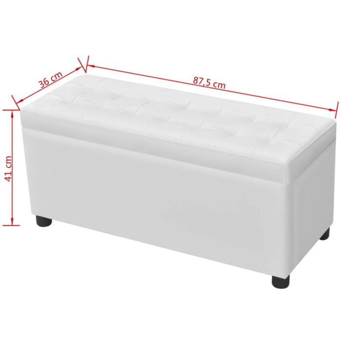Pouf de rangement Cuir synthétique Blanc – Image 7