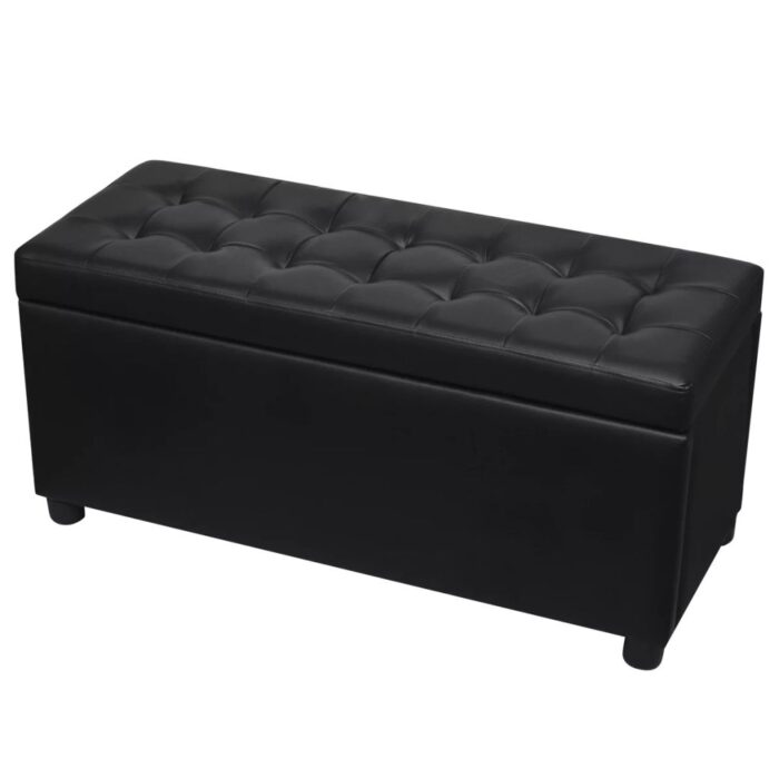 Pouf de rangement Cuir synthétique Noir – Image 2