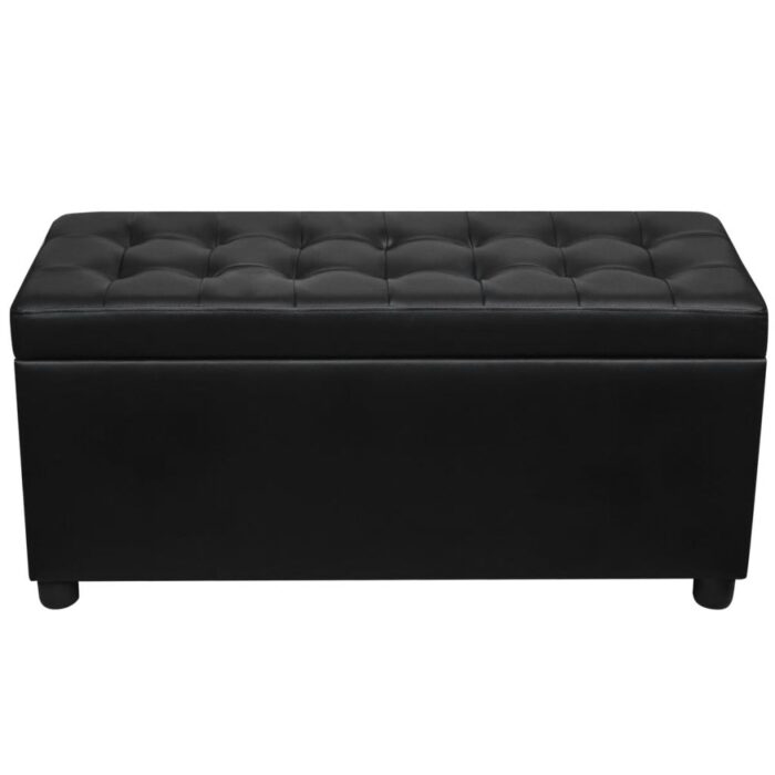 Pouf de rangement Cuir synthétique Noir – Image 3