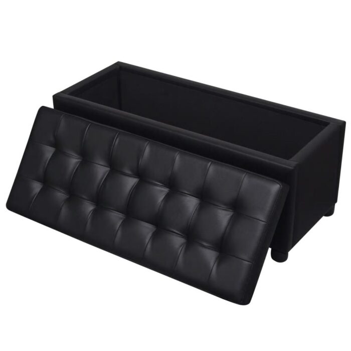 Pouf de rangement Cuir synthétique Noir – Image 5