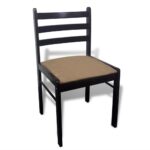 Chaises à manger lot de 6 marron bois solide et velours – Image 2