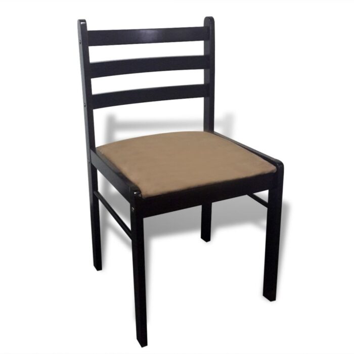 Chaises à manger lot de 6 marron bois solide et velours – Image 2
