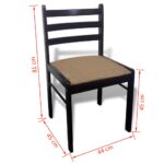 Chaises à manger lot de 6 marron bois solide et velours – Image 3