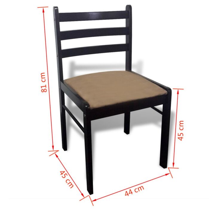 Chaises à manger lot de 6 marron bois solide et velours – Image 3