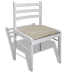 Chaises à manger lot de 6 blanc bois solide et velours – Image 2