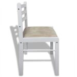 Chaises à manger lot de 6 blanc bois solide et velours – Image 3