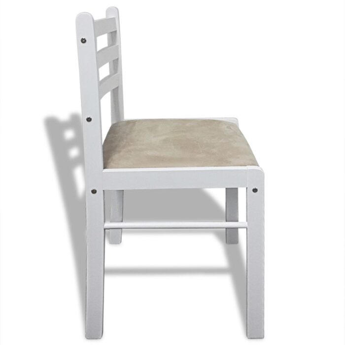 Chaises à manger lot de 6 blanc bois solide et velours – Image 3