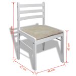 Chaises à manger lot de 6 blanc bois solide et velours – Image 4