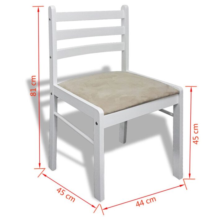 Chaises à manger lot de 6 blanc bois solide et velours – Image 4