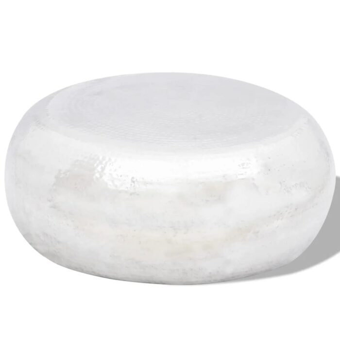 Table basse martelée en aluminium Argenté – Image 1