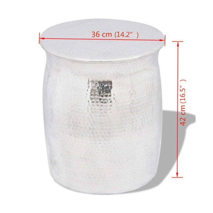 Table basse/tabouret martelé en aluminium Argenté – Image 3