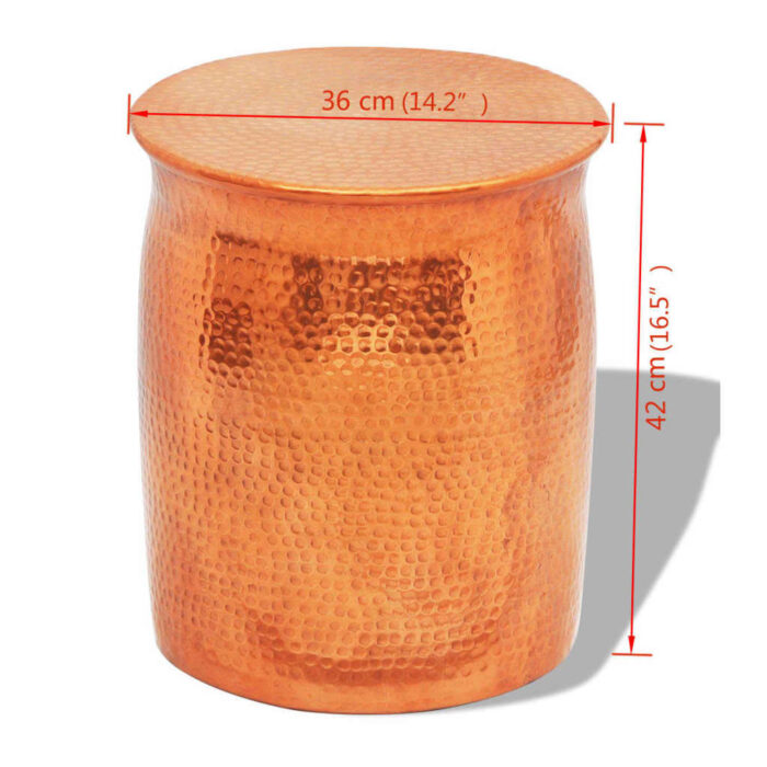 Table basse/tabouret martelé en aluminium Couleur laiton/cuivre – Image 3