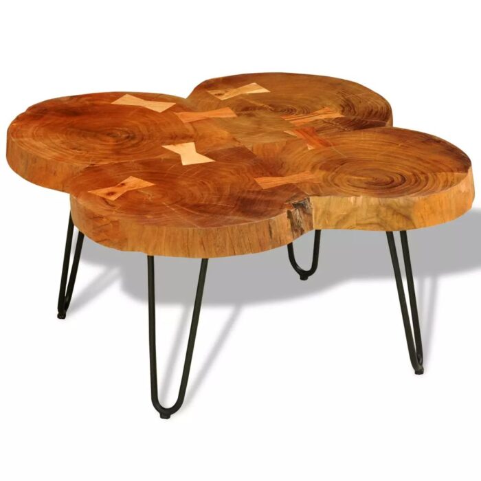 Table basse 35 cm 4 troncs Bois – Image 1