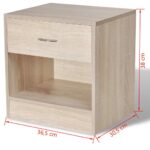 Table de chevet 2 pcs avec tiroir Couleur de chêne – Image 6