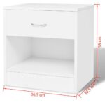 Table de chevet 2 pcs avec tiroir Blanc – Image 6