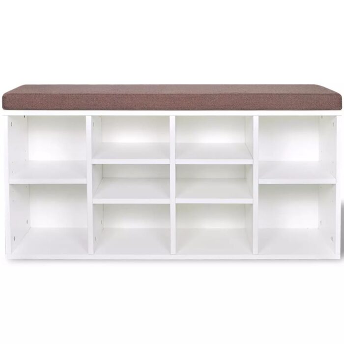 Banc de rangement à chaussures 10 compartiments Blanc – Image 2