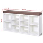Banc de rangement à chaussures 10 compartiments Blanc – Image 3