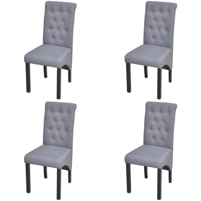 Chaises à manger lot de 4 gris clair tissu – Image 1