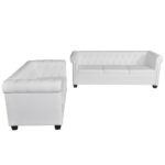 Canapé Chesterfield à 2 places et à 3 places blanc – Image 2