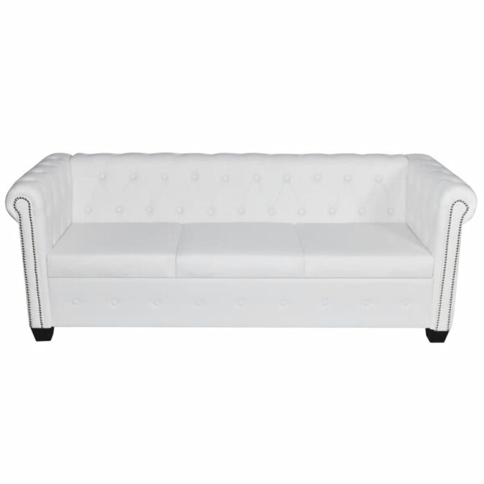 Canapé Chesterfield à 2 places et à 3 places blanc – Image 4