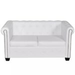 Canapé Chesterfield à 2 places et à 3 places blanc – Image 6