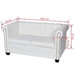 Canapé Chesterfield à 2 places et à 3 places blanc – Image 8
