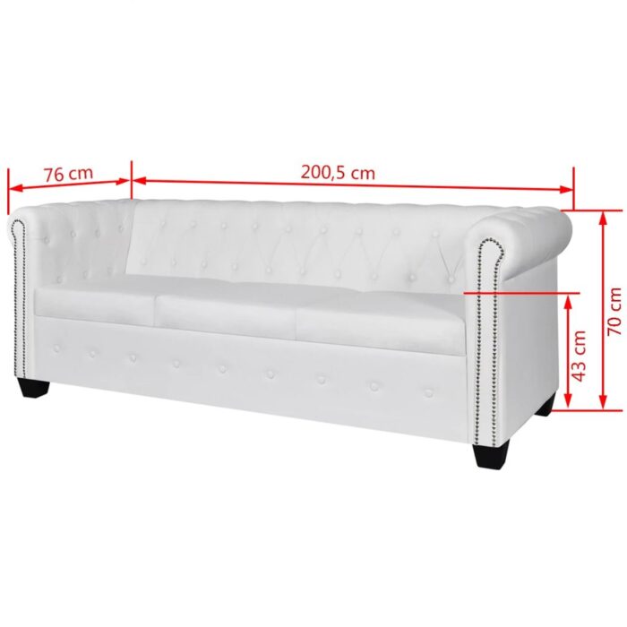 Canapé Chesterfield à 2 places et à 3 places blanc – Image 9
