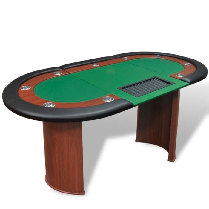 Table de poker pour 10 joueurs avec espace de croupier Vert – Image 1