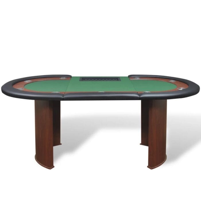 Table de poker pour 10 joueurs avec espace de croupier Vert – Image 2