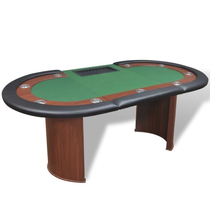 Table de poker pour 10 joueurs avec espace de croupier Vert – Image 3