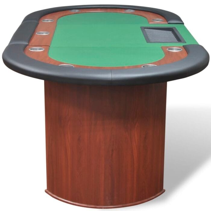 Table de poker pour 10 joueurs avec espace de croupier Vert – Image 4