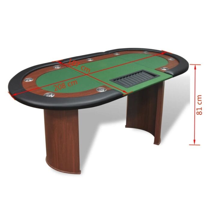 Table de poker pour 10 joueurs avec espace de croupier Vert – Image 8