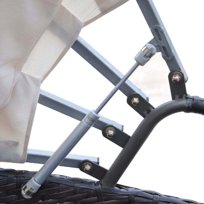 Chaise longue de jardin avec auvent Résine tressée Marron – Image 3