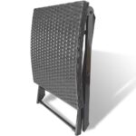 Tabouret pliable Résine tressée Noir – Image 3
