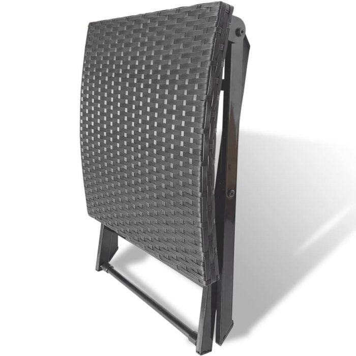 Tabouret pliable Résine tressée Noir – Image 3