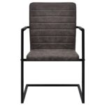 Chaises à manger cantilever lot de 6 marron similicuir – Image 3