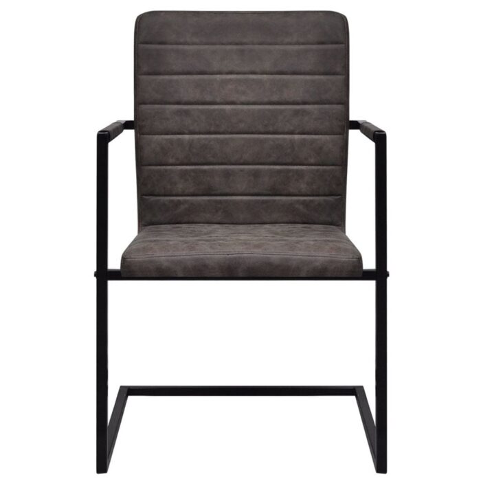 Chaises à manger cantilever lot de 6 marron similicuir – Image 3