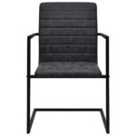 Chaises à manger cantilever lot de 6 noir similicuir – Image 3