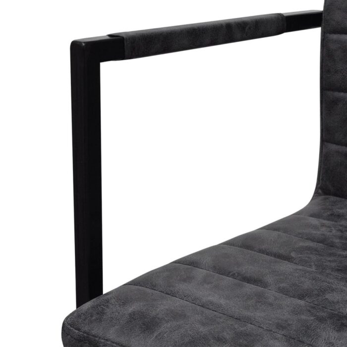 Chaises à manger cantilever lot de 6 noir similicuir – Image 5