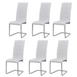 Chaises à manger cantilever lot de 6 blanc similicuir