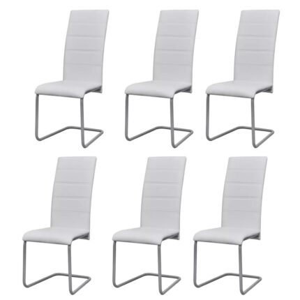 Chaises à manger cantilever lot de 6 blanc similicuir